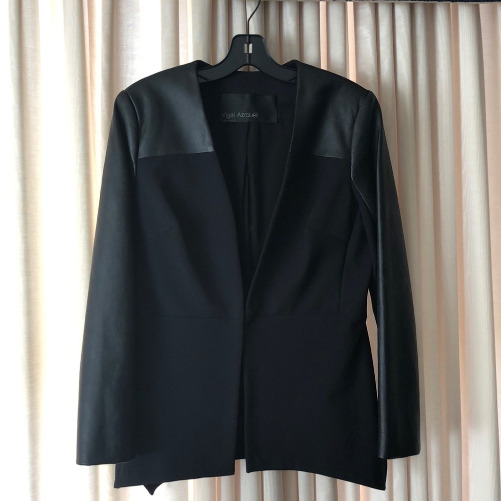Yigal Azrouel NY Leather, Nylon, Wool Blend Jacket